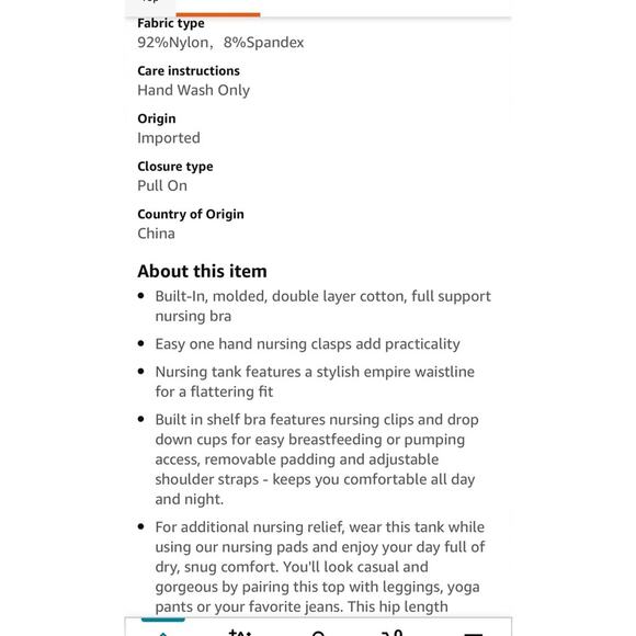 BRLIDO Black Camisole Nursing Bra Tank Top NWT Woman Maternity Size Large - Picture 5 of 8